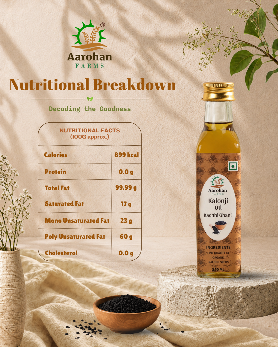 Kalonji Oil - Kacchi Ghani (Cold Pressed)
