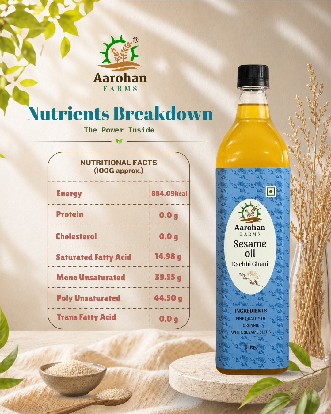 Sesame Oil - Kacchi Ghani (Wood Pressed)