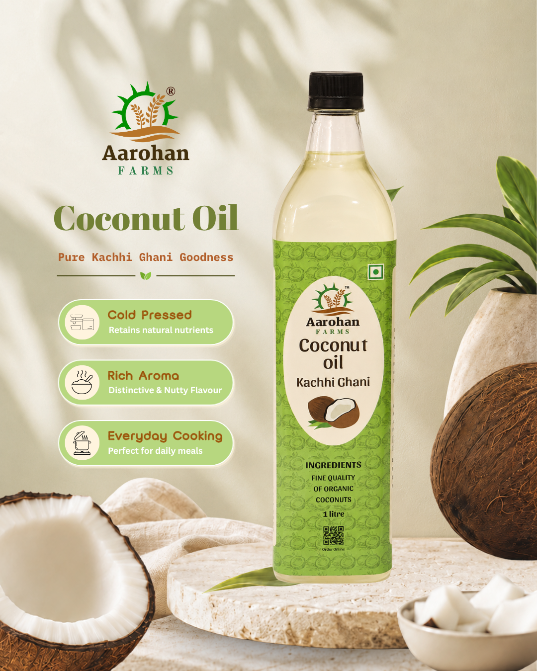 Coconut Oil - Kacchi Ghani (Wood Pressed)