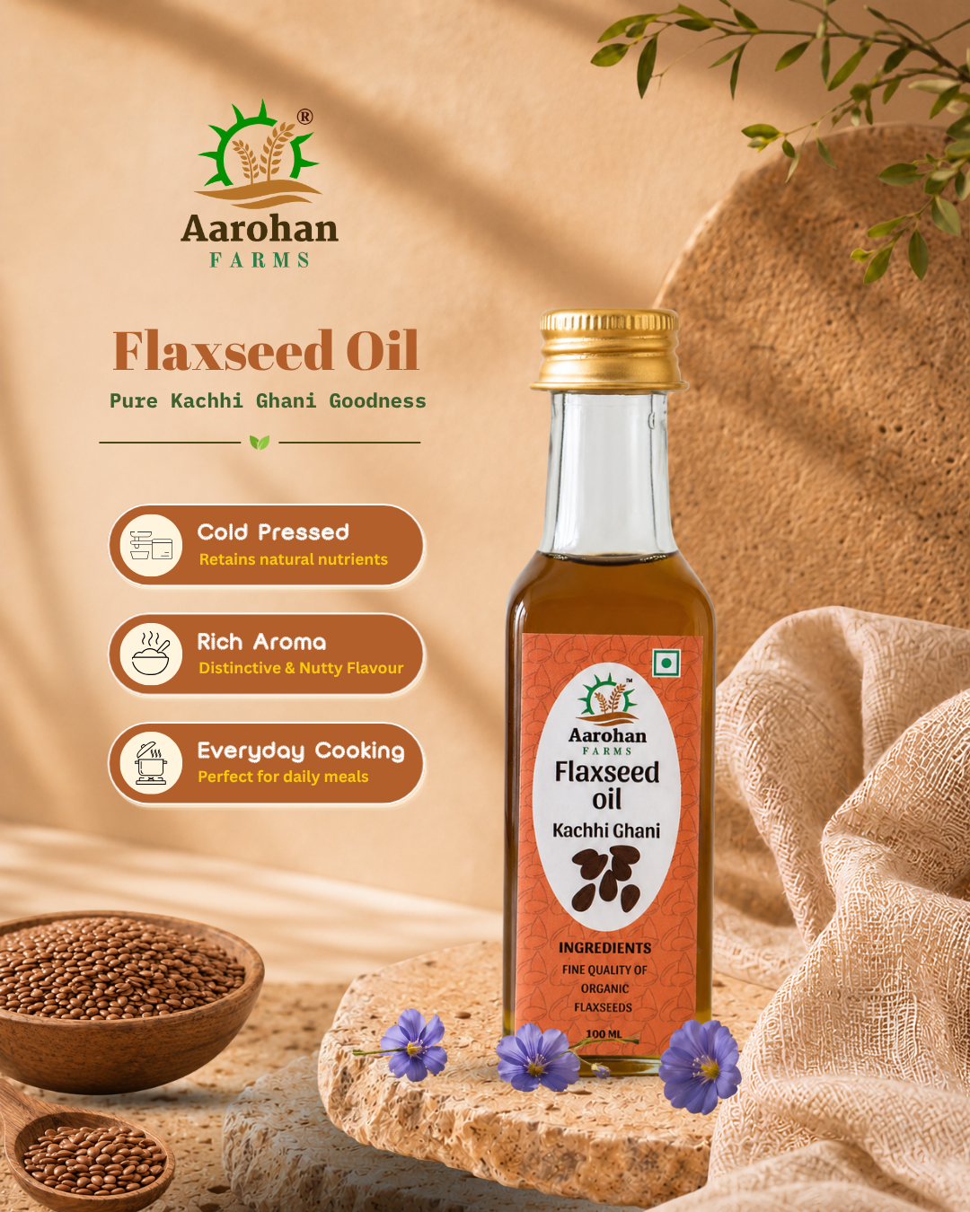 Flaxseed Oil - Kacchi Ghani (Cold Pressed)