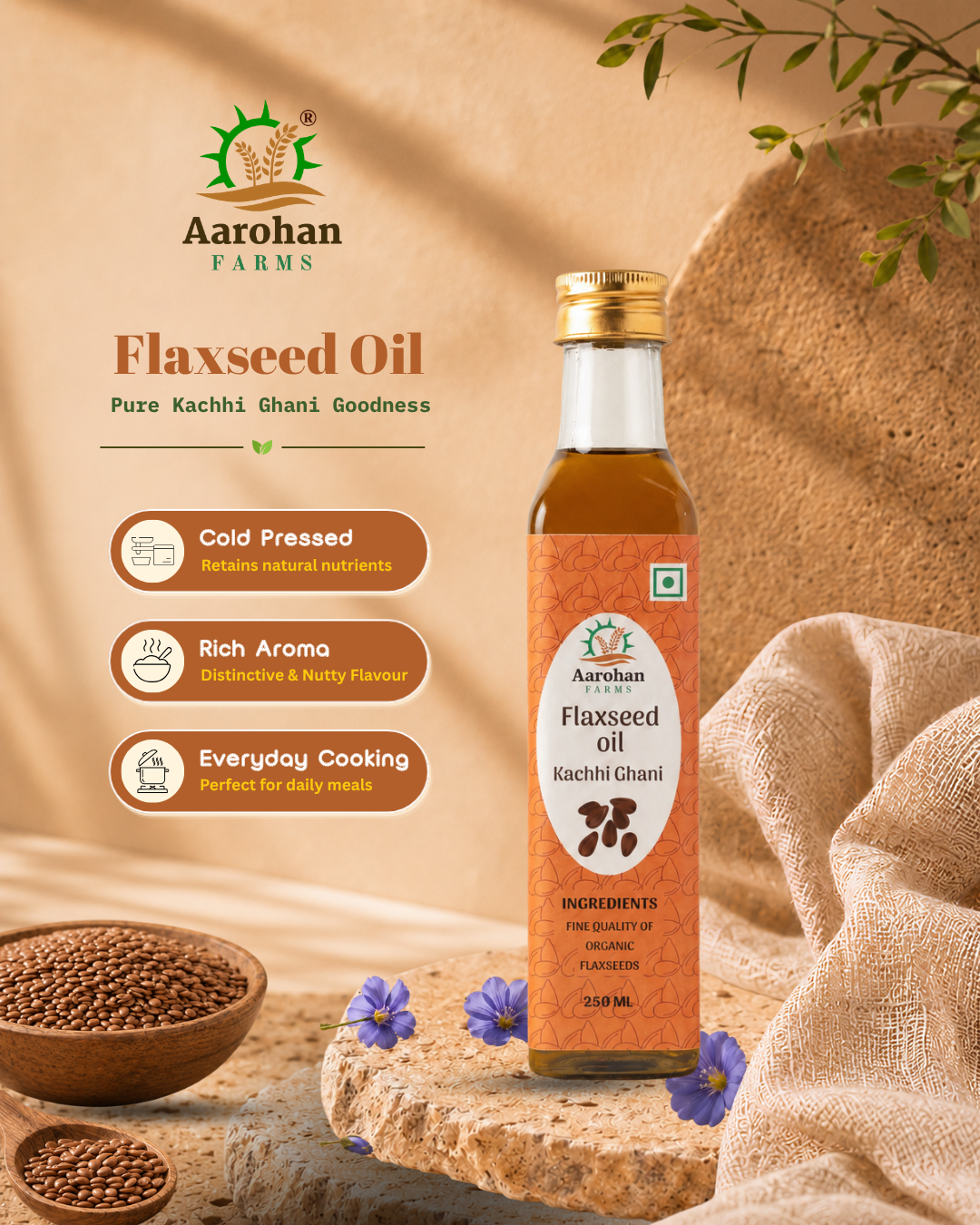 Flaxseed Oil - Kacchi Ghani (Cold Pressed)