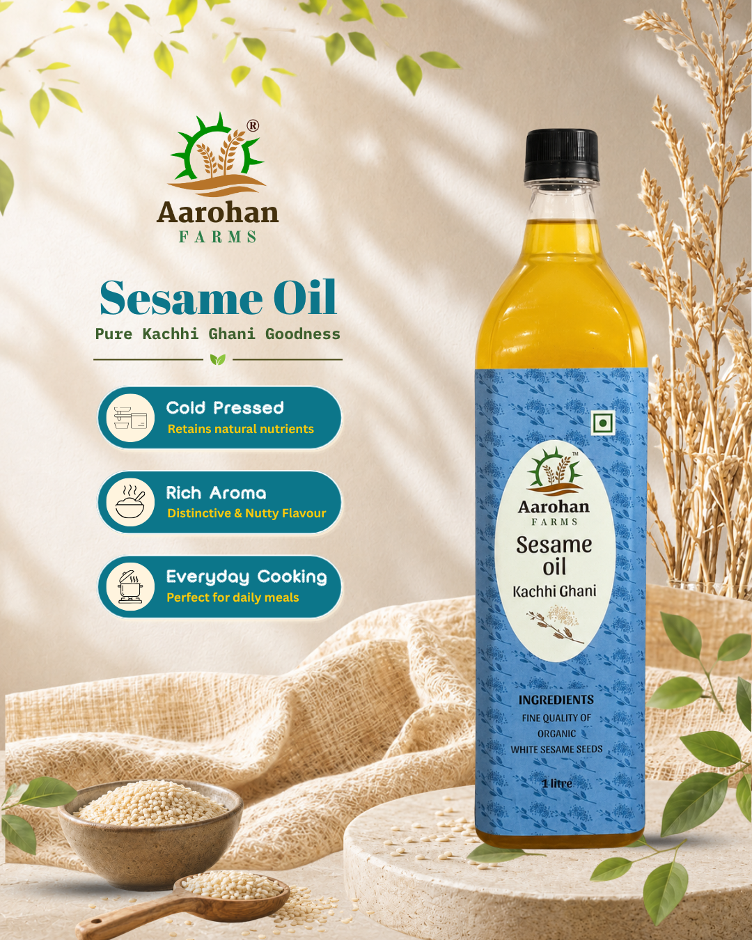 Sesame Oil - Kacchi Ghani (Wood Pressed)