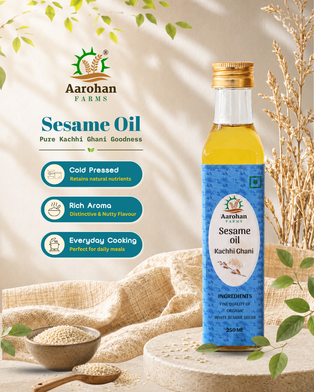Sesame Oil - Kacchi Ghani (Wood Pressed)