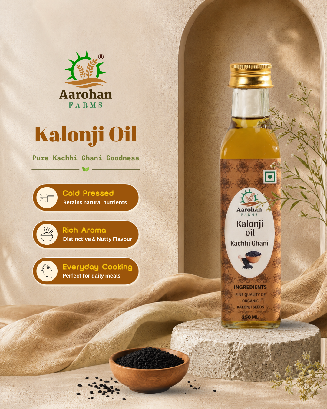 Kalonji Oil - Kacchi Ghani (Cold Pressed)