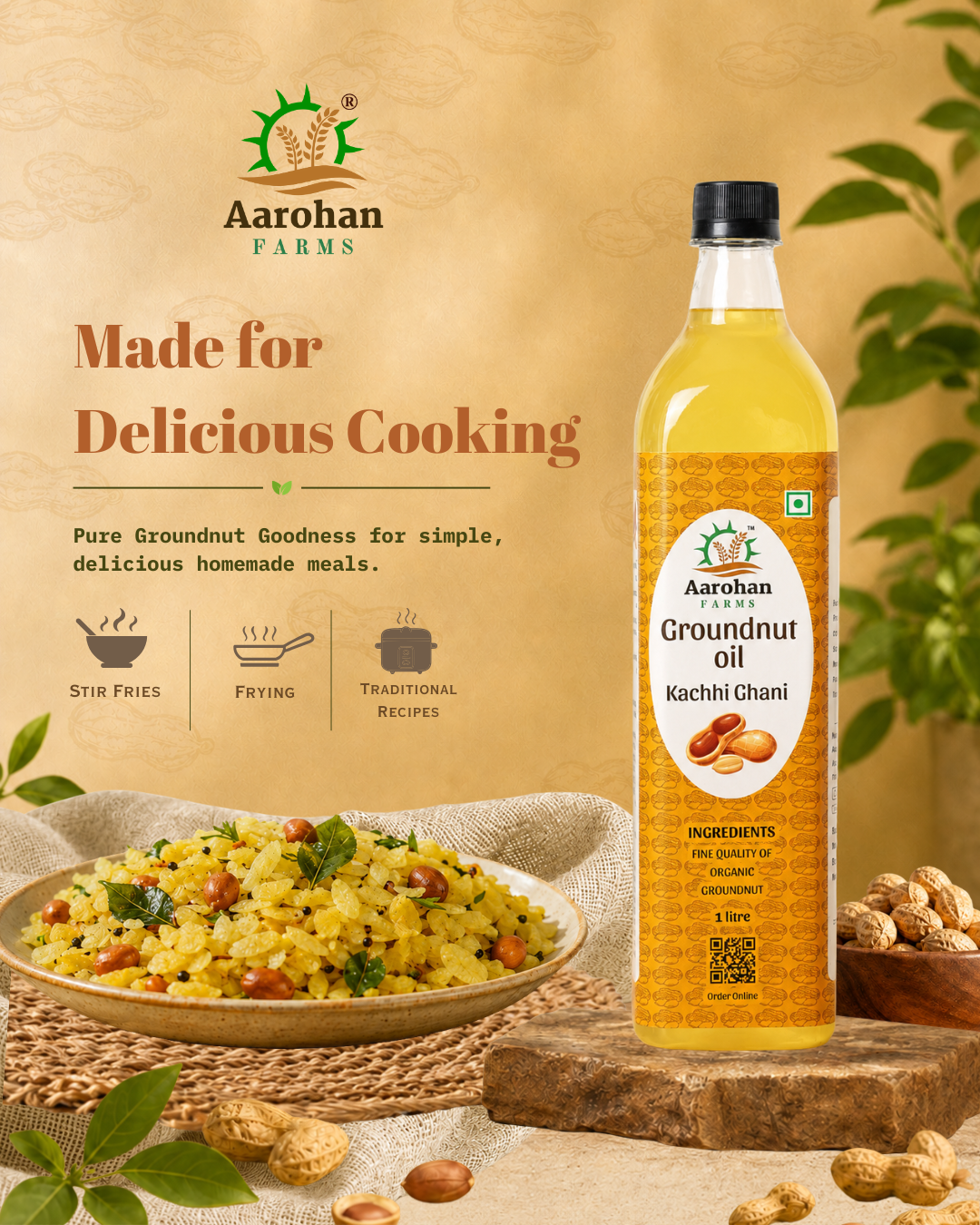 Groundnut Oil - Kacchi Ghani (Wood Pressed)