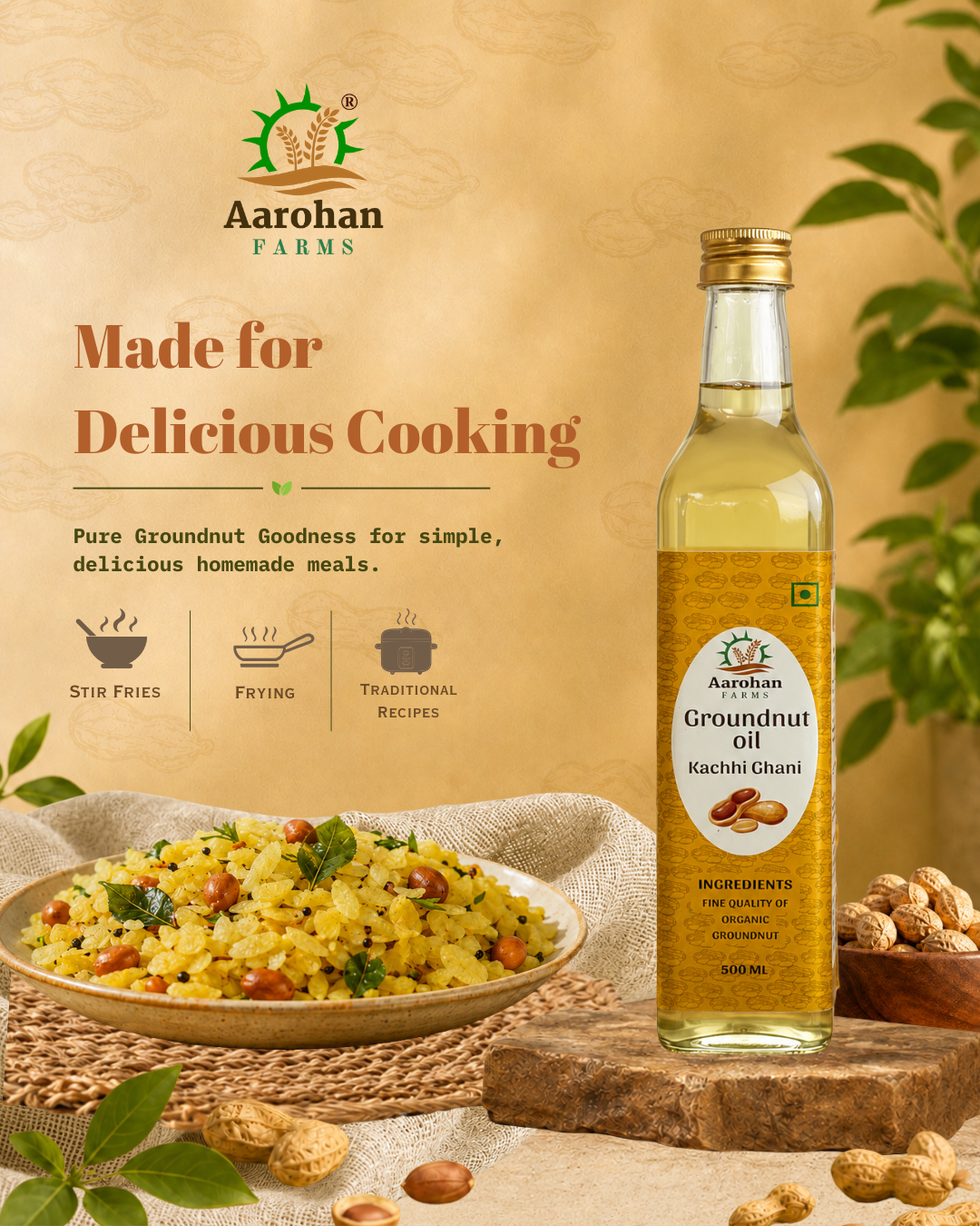 Groundnut Oil - Kacchi Ghani (Wood Pressed)