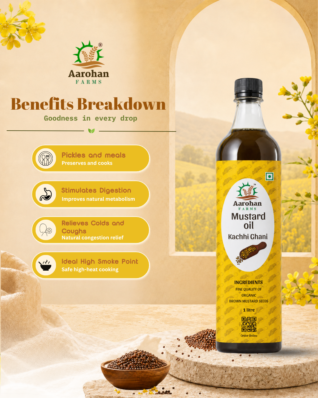 Mustard Oil - Kacchi Ghani (Wood Pressed)