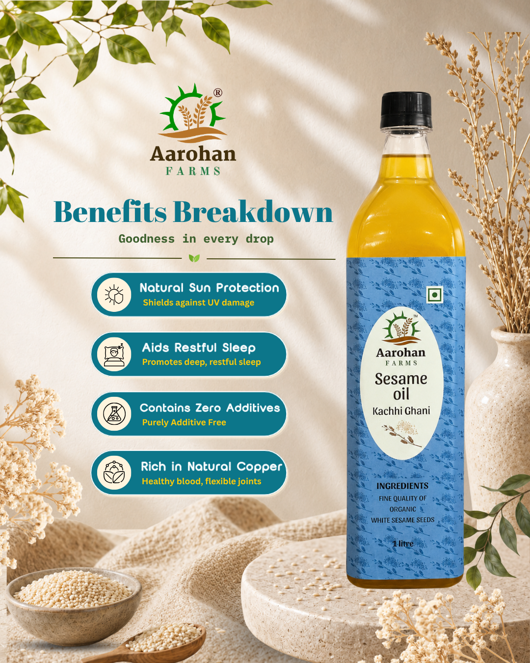 Sesame Oil - Kacchi Ghani (Wood Pressed)