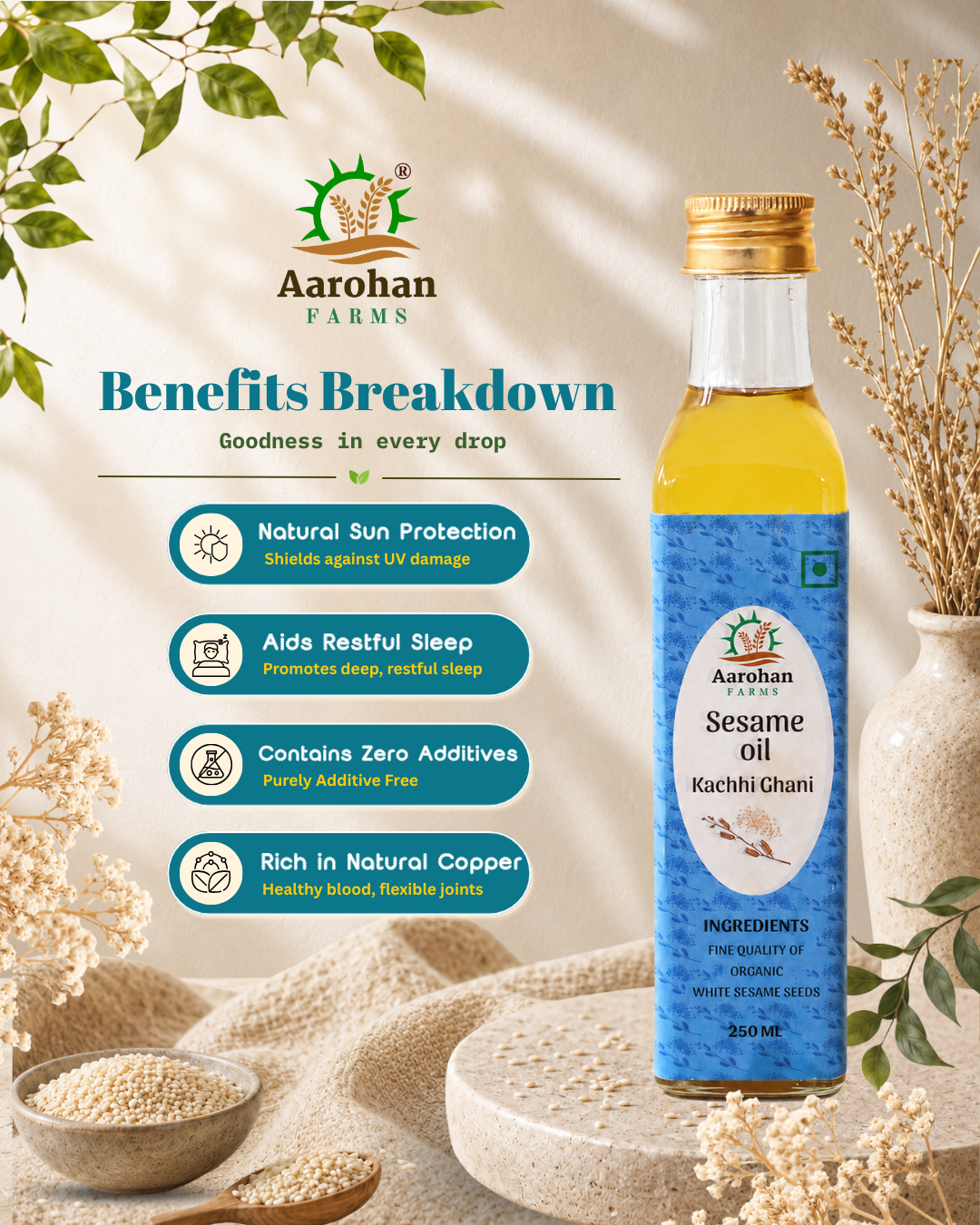 Sesame Oil - Kacchi Ghani (Wood Pressed)
