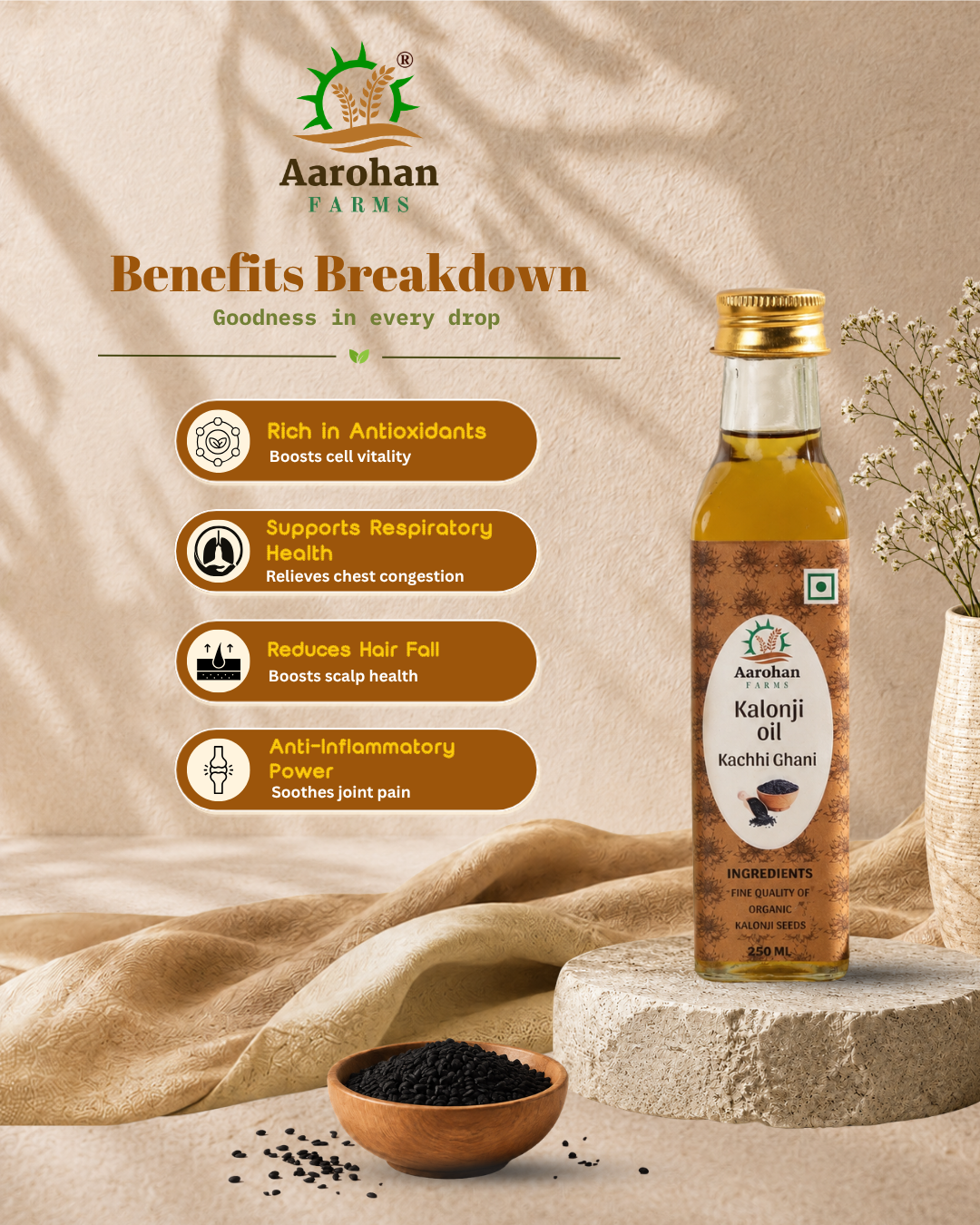 Kalonji Oil - Kacchi Ghani (Cold Pressed)