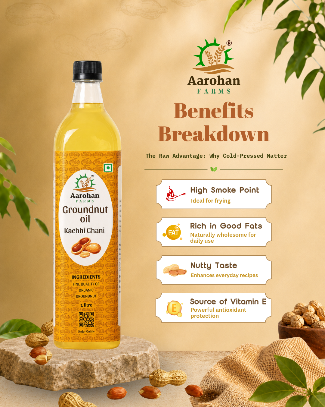 Groundnut Oil - Kacchi Ghani (Wood Pressed)