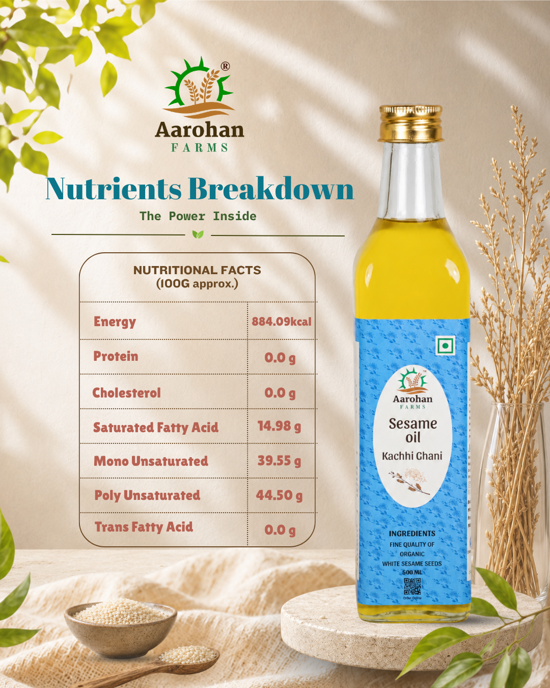 Sesame Oil - Kacchi Ghani (Wood Pressed)