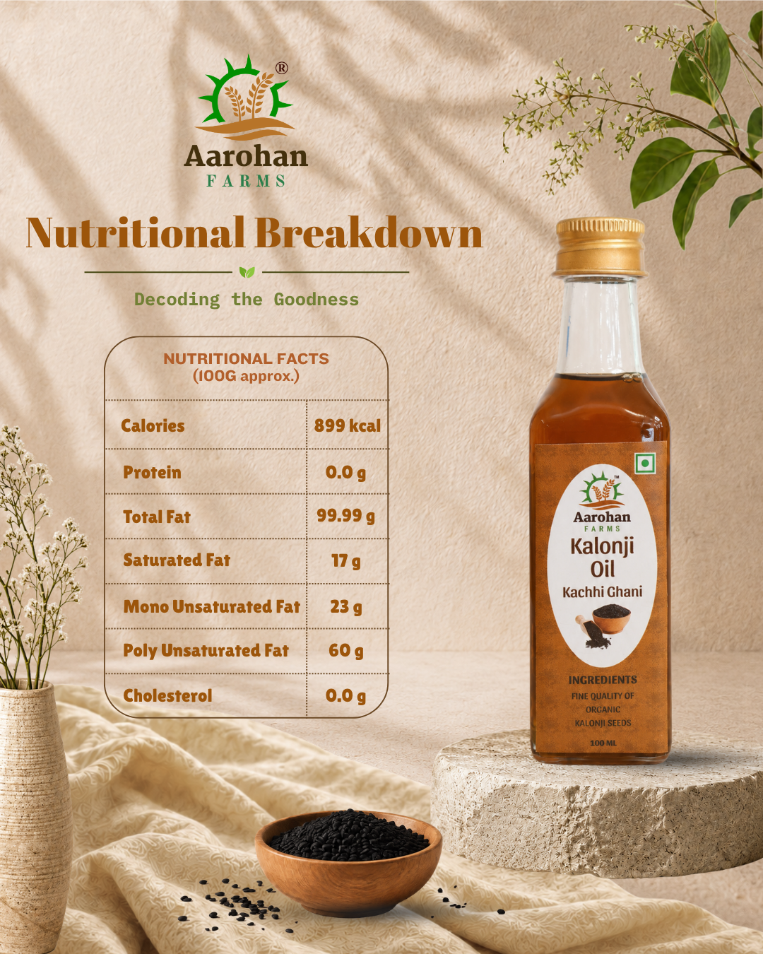 Kalonji Oil - Kacchi Ghani (Cold Pressed)