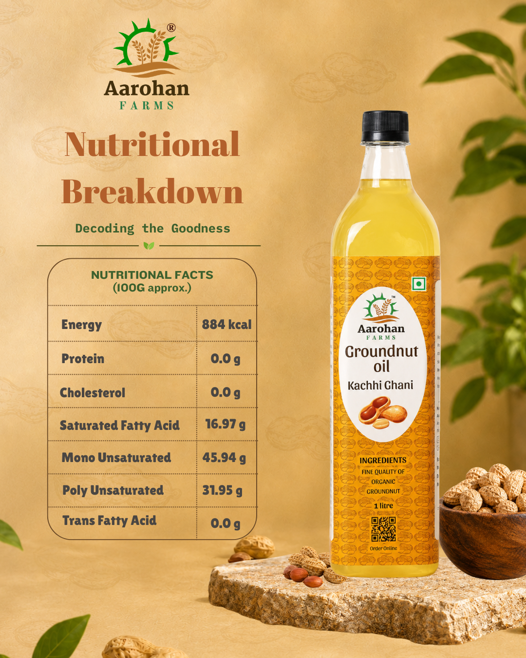 Groundnut Oil - Kacchi Ghani (Wood Pressed)