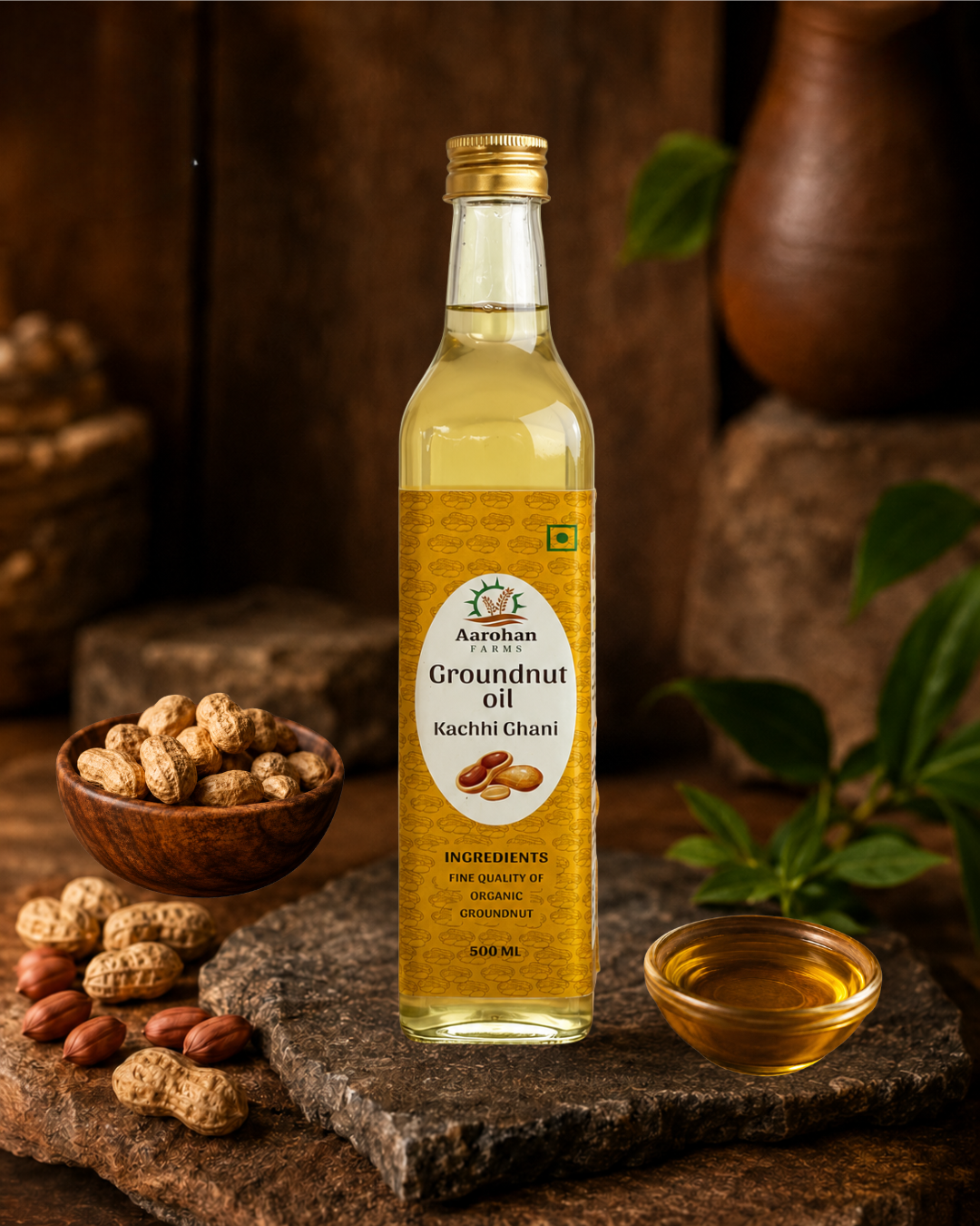 Groundnut Oil - Kacchi Ghani (Wood Pressed)